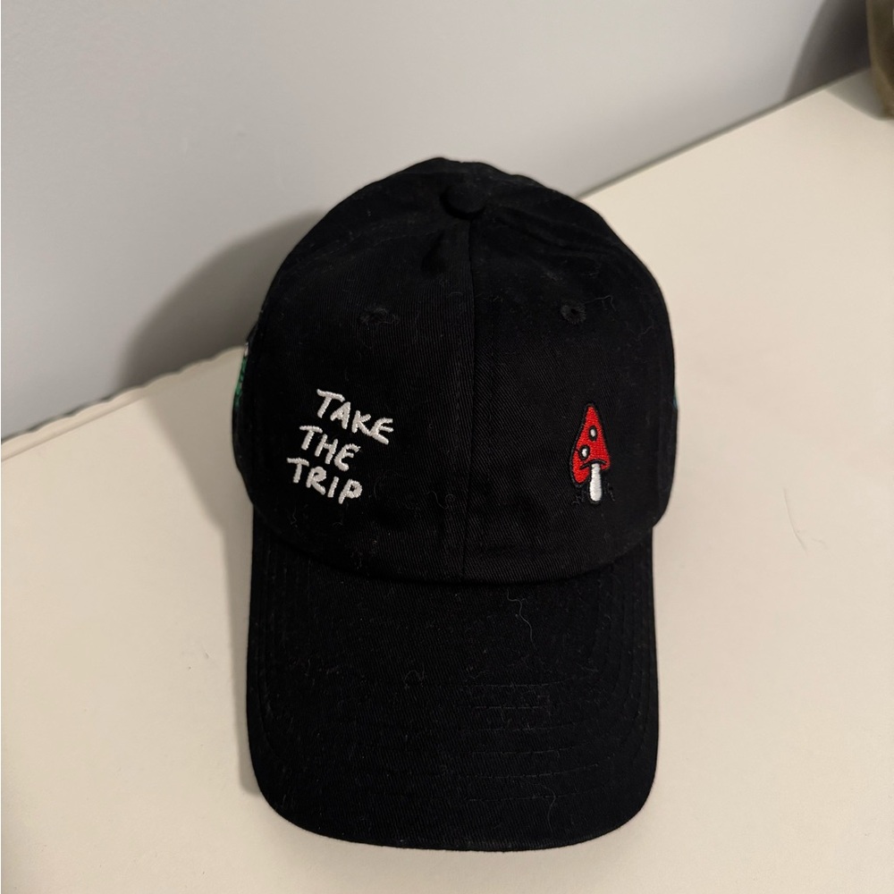 Empyre Black Hat with Red and White Embroidery